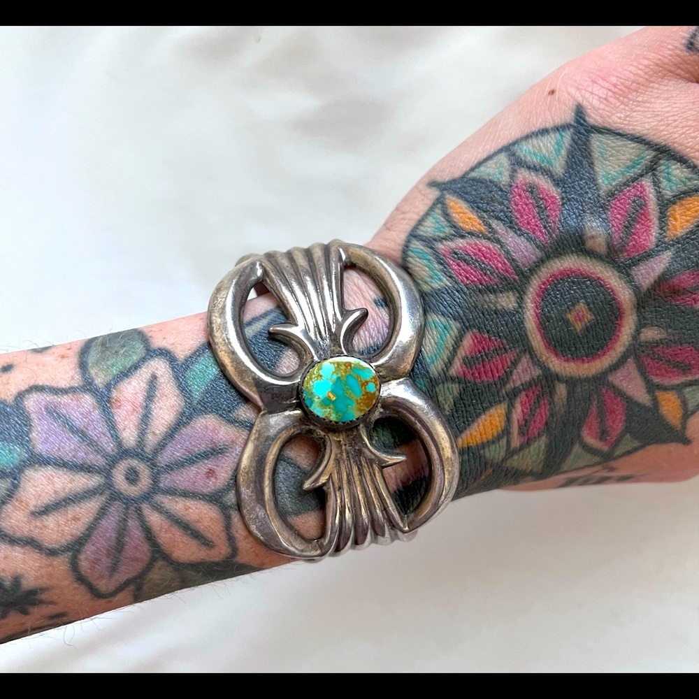 Turquoise and silver bangle